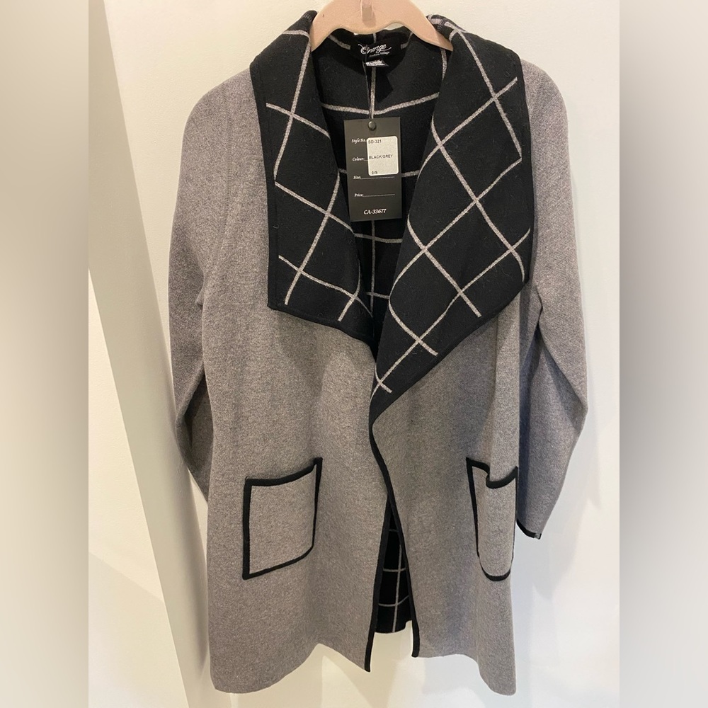 Orange Fashion Village Gray and Black Women's Sweater